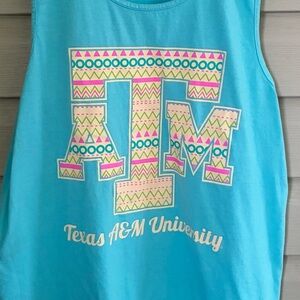 COMFORT COLORS Texas A&M retro 90s beach cotton tank top pastels vacation sz M